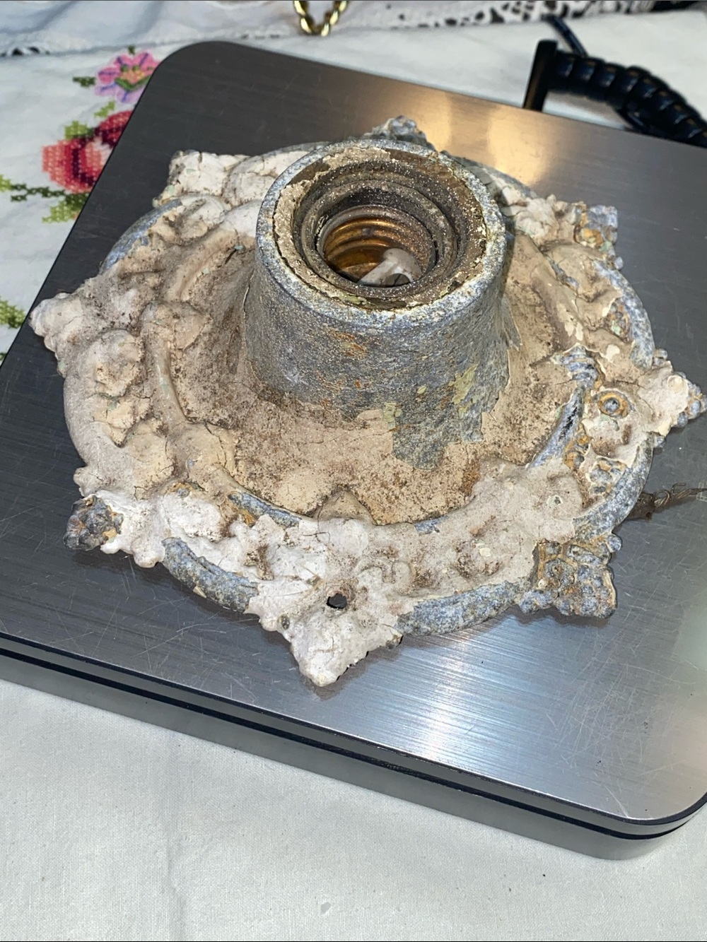 1920-30’s Antique art deco cast iron ceiling light fixture